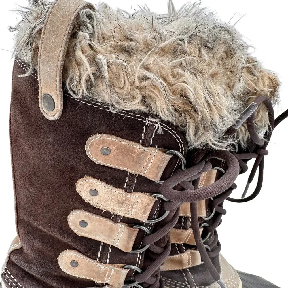 Sorel Women's Brown Leather Joan of Arctic Waterproof Snow Boots Size 5